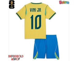 Brasilien Vinicius Junior #10 Hjemmebanesæt Børn VM 2026 Kort ærmer (+ korte bukser)